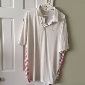 Nike Men's White Polo Shirt with Red Accents